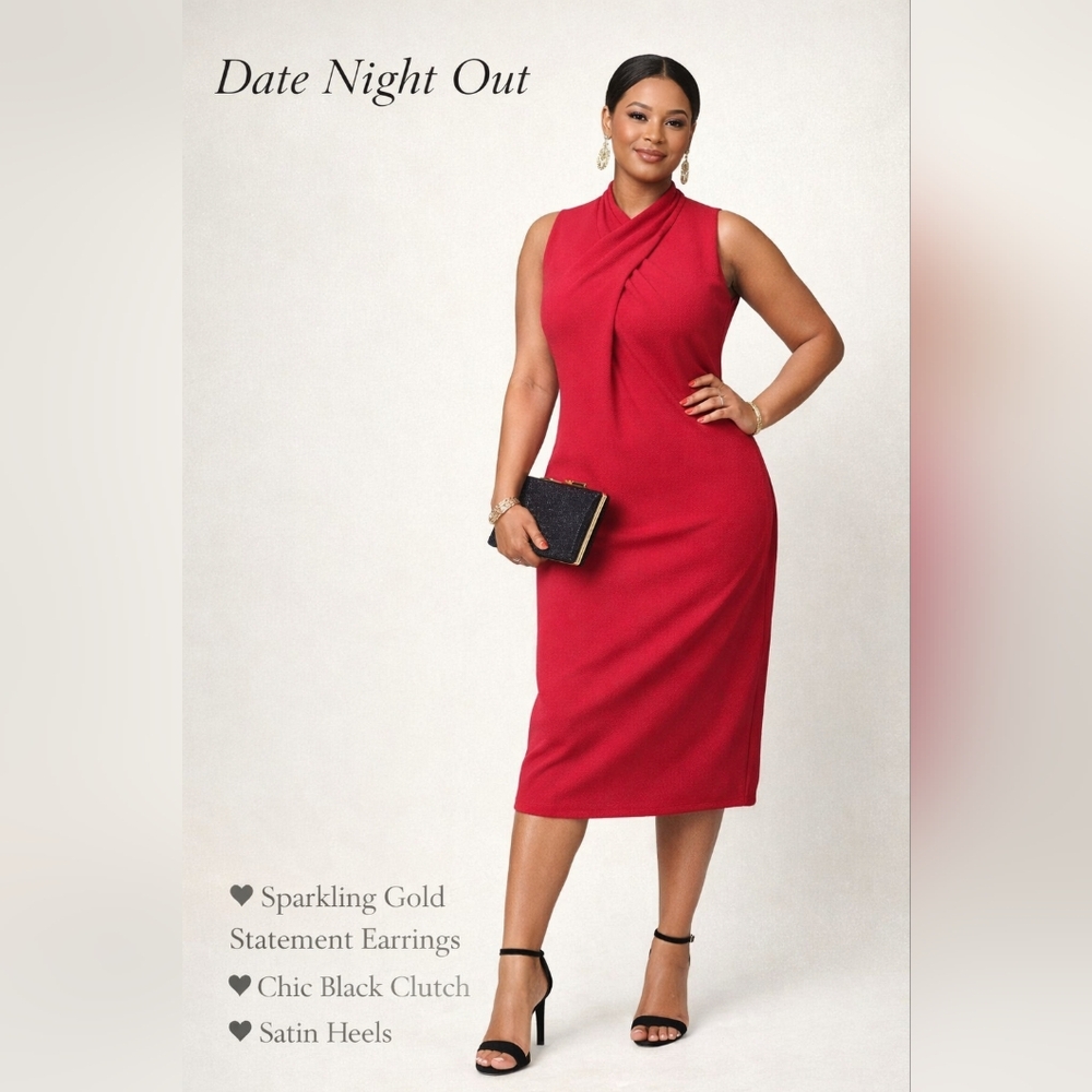 RACHEL Rachel Roy Red Midi Sheath Dress 16W Plus NWT - Picture 10 of 14